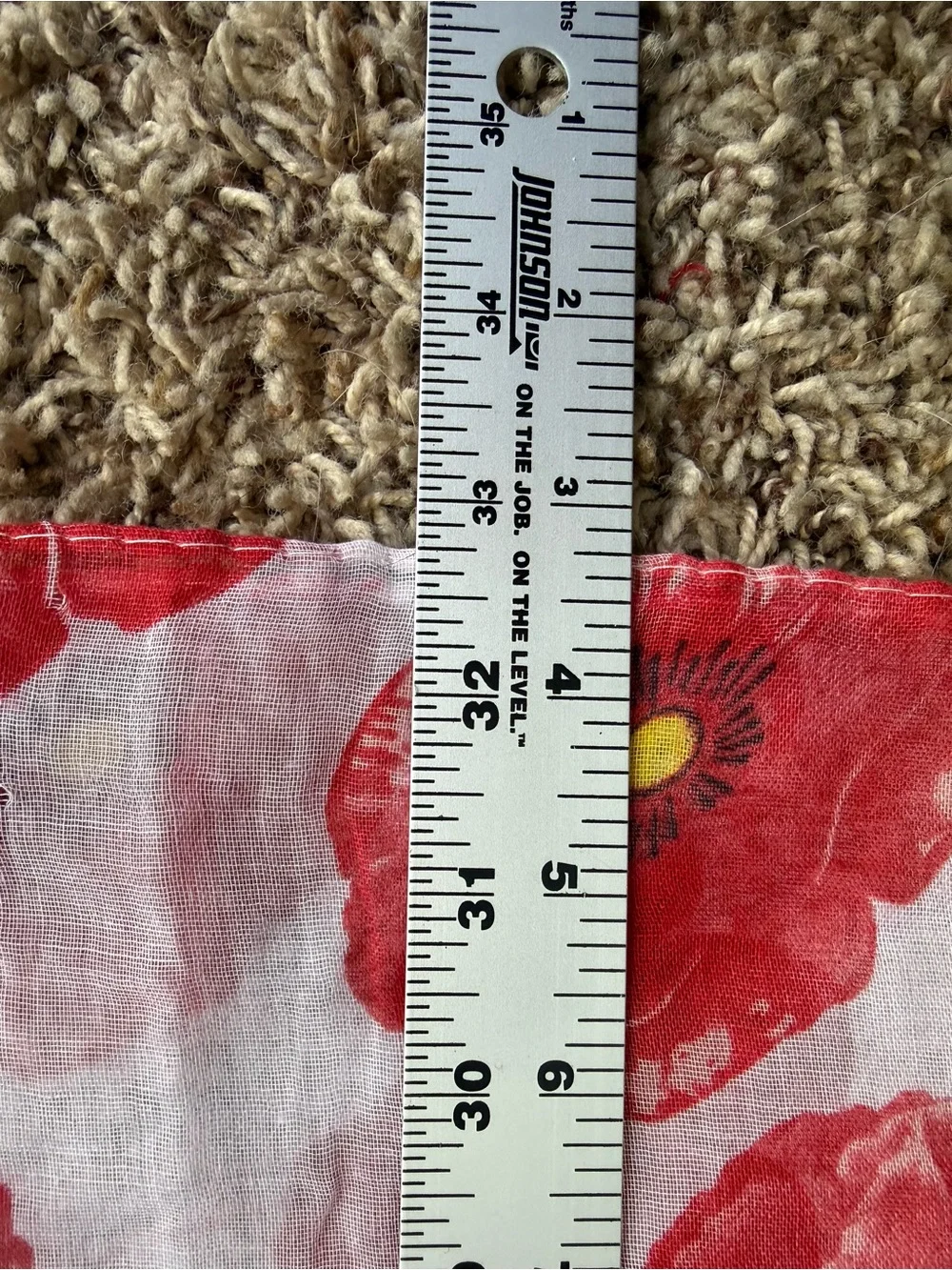 Lightweight Red White Floral Shawl/Scarf/Sarong  32 x70”- Poppies